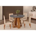 Ver imagem 7 de Mesa de Sala Jantar Celeste C/ Tampo Madeirado Vidro Redondo 103x103cm Freijó/off White - Dj Mó