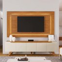 Ver imagem 1 de Conjunto Painel + Rack Atenas 220cm Naturalle Off White Mavaular Móveis