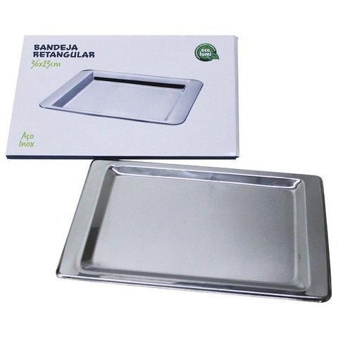 Bandeja Retangular Inox 36x23 Cm Eco Lumi