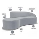 Ver imagem 6 de Sofá 3 Lugares Curvo Living Firenze Direito D02 Veludo Cinza 210cm C-317 - Lyam