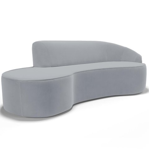 Sofá 3 Lugares Curvo Living Firenze Direito D02 Veludo Cinza 210cm C-317 - Lyam