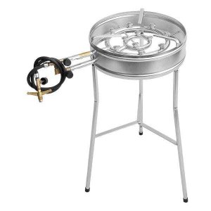 Fogareiro 2 em 1 com Borda 34cm e Tripé 60cm Zincado Alta Pressão 110.1