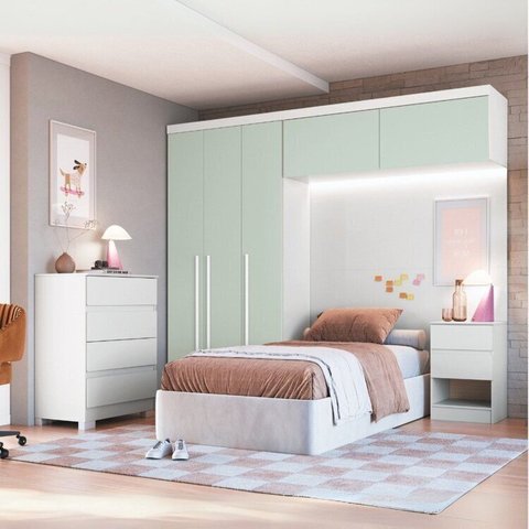 Guarda-Roupa Modulado 5 Peças Infinity Branco/Line/Pistache