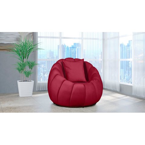 Poltrona Decorativa Concha Girat. Almofada Veludo Vermelho