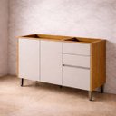 Ver imagem 5 de Balcão de Cozinha Solari 2 Portas P/pia 120cm Gavetas Corrediças Telescópicas Mdf Jequitibá/gris Fos
