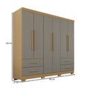 Ver imagem 4 de Guarda-roupa Casal Balder Premium 6 Portas 4 Gavetas com Pés Jequitibá/granizo - Pnr Móveis