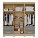 Ver imagem 2 de Guarda-roupa Casal Balder Premium 6 Portas 4 Gavetas com Pés Jequitibá/granizo - Pnr Móveis