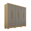 Ver imagem 3 de Guarda-roupa Casal Balder Premium 6 Portas 4 Gavetas com Pés Jequitibá/granizo - Pnr Móveis