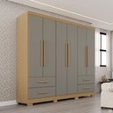Ver imagem 1 de Guarda-roupa Casal Balder Premium 6 Portas 4 Gavetas com Pés Jequitibá/granizo - Pnr Móveis