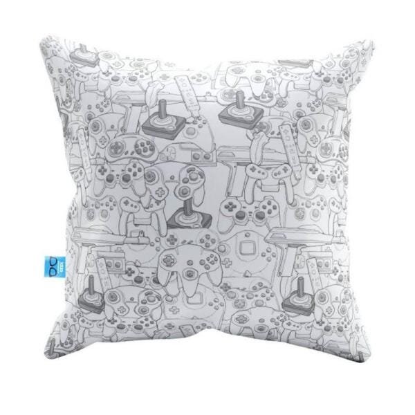 Capa de Almofada Divertida Controles White Pelúcia 40x40 CAD0030 - 1