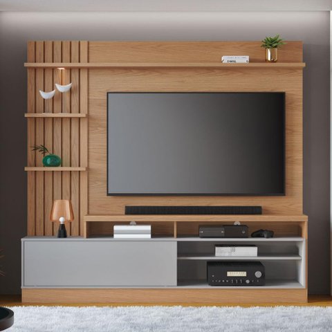 Rack com Painel Macéio para TV de até 65 - Freijó/Cinza