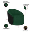 Ver imagem 3 de Poltrona Sala Orgânica Lua Giratória Sintético Pu Preto/bouclê Verde D03 - D’Rossi