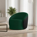 Ver imagem 1 de Poltrona Sala Orgânica Lua Giratória Sintético Pu Preto/bouclê Verde D03 - D’Rossi