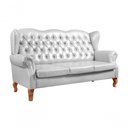 Ver imagem 5 de Sofá Imperador 3 Lugares 185cm Branco Couro Sintético Clássico Bella Decor