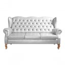 Ver imagem 1 de Sofá Imperador 3 Lugares 185cm Branco Couro Sintético Clássico Bella Decor