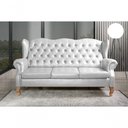 Ver imagem 3 de Sofá Imperador 3 Lugares 185cm Branco Couro Sintético Clássico Bella Decor