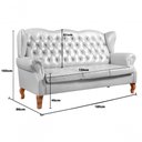 Ver imagem 2 de Sofá Imperador 3 Lugares 185cm Branco Couro Sintético Clássico Bella Decor