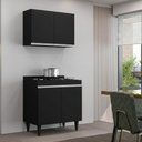 Ver imagem 5 de Armario Aereo e Balcao com Tampo Bp 80 Cm Preto Eratto Moveis