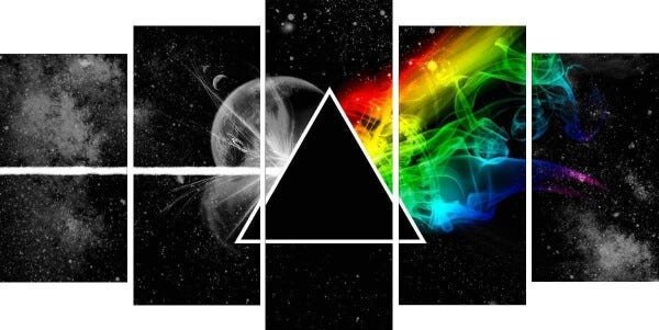 QUADROS DECORATIVOS 5 PEÇAS PINK FLOYD ALBUNS - 1