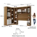 Ver imagem 3 de Quarto Modulado Queen de Canto com Guarda-roupas Maleiro e Cabeceira Paris Master Luciane Móveis
