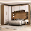 Ver imagem 1 de Quarto Modulado Queen de Canto com Guarda-roupas Maleiro e Cabeceira Paris Master Luciane Móveis