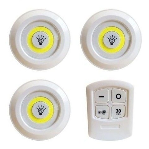 Lampada Led Luminaria sem Fio com Controle Remoto Kit C/ 3