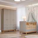 Ver imagem 2 de Jogo de Quarto Infantil Biscoito Guarda Roupa e Berço Fendi/nature - Permóbili Baby