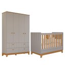 Ver imagem 1 de Jogo de Quarto Infantil Biscoito Guarda Roupa e Berço Fendi/nature - Permóbili Baby