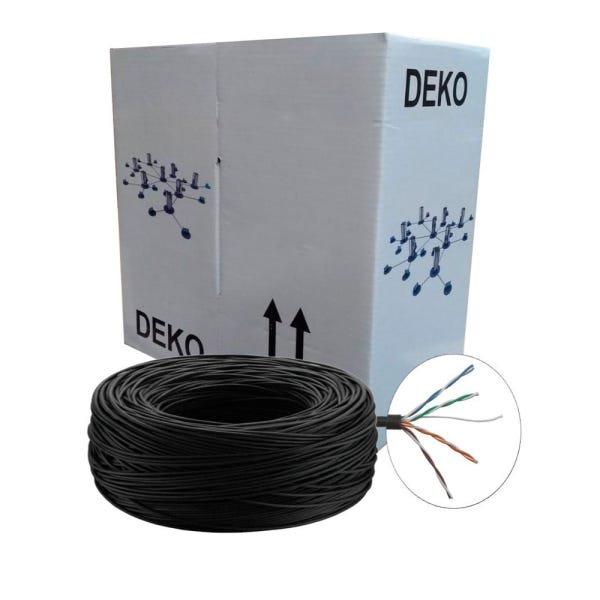 Cabo de Rede T5E 2 Pares Preto 24WAG 100 Metros Deko - 1