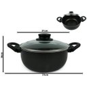 Ver imagem 5 de Conjunto de Caçarola 5 Peças para Sua Cozinha Antiaderente com Tampa de Vidro e Talheres Cor: Preto