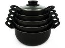 Ver imagem 7 de Conjunto de Caçarola 5 Peças para Sua Cozinha Antiaderente com Tampa de Vidro e Talheres Cor: Preto