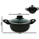 Ver imagem 4 de Conjunto de Caçarola 5 Peças para Sua Cozinha Antiaderente com Tampa de Vidro e Talheres Cor: Preto