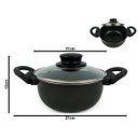 Ver imagem 3 de Conjunto de Caçarola 5 Peças para Sua Cozinha Antiaderente com Tampa de Vidro e Talheres Cor: Preto