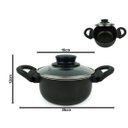 Ver imagem 2 de Conjunto de Caçarola 5 Peças para Sua Cozinha Antiaderente com Tampa de Vidro e Talheres Cor: Preto