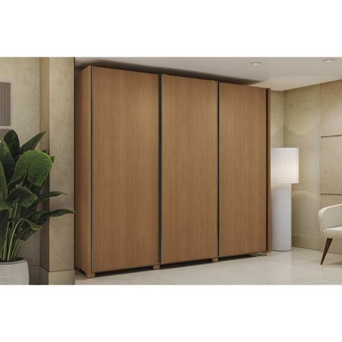 Guarda Roupas 3 Portas de Correr de e 4 Gavetas c/ Pés CB03T582 Canela - Kappesberg