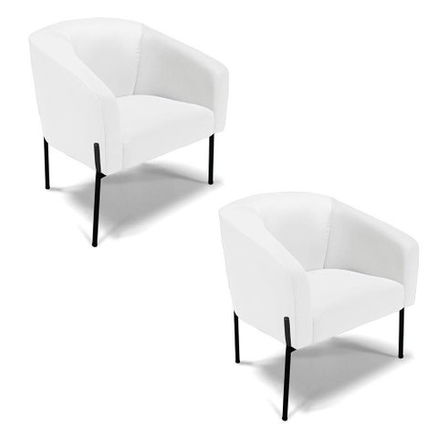 Cadeira Sala de Jantar Pé de Ferro Preto Kit 2 Stella Sintético D03 - D'Rossi Cor Branco