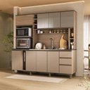 Ver imagem 1 de Cozinha Compacta 205cm MDF 1,5cm com Portas de Vidro Érica Marrom/Champagne/Rosé