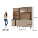 Ver imagem 3 de Cozinha Compacta 205cm MDF 1,5cm com Portas de Vidro Érica Marrom/Champagne/Rosé