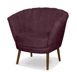 Poltrona Pétala Flor Decorativa Suede Bordô - 3