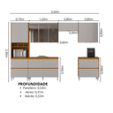 Ver imagem 4 de Cozinha Modulada 6 Peças 11 Portas 6 Gavetas Nicho p/Forno MDF Dodradiça Slow Motion Lúmina Itatiaia Cinza/Cinamomo/Fendi