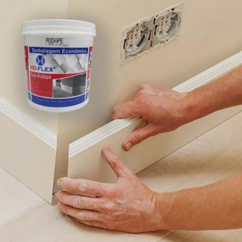 Cola Rodapé Hdflex Balde 1 Kg Mdf Madeira Moldura Guarnições