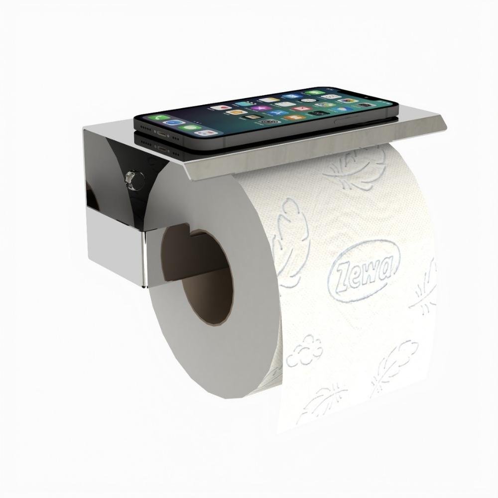 Porta Papel Higienico Com Suporte Para Celular Inox ELG - 6