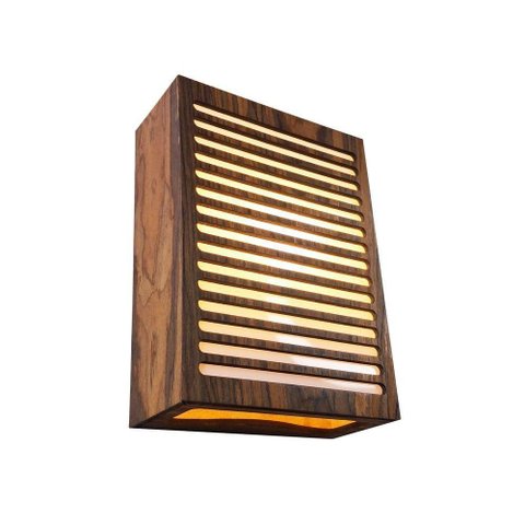 Luminária Parede Decorativa LED Corredor Quarto Sala P Ferro Bivolt Marrom MDF