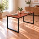 Ver imagem 5 de Mesa de Jantar Reforçada Industrial 150x60cm Tampo Vermelho Pés Preto