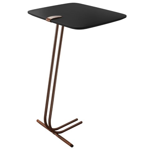 Mesa Apoio Lateral para Sofá Lisboa Pé Café LarFlex:Laca Preto