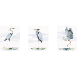 Tríptico - Quadros Decorativos Garça Aquarela Grande:Branco - 4