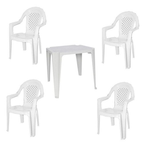 Conjunto de Mesa 4 Cadeiras Plastico Inovar Cestaplus Branca