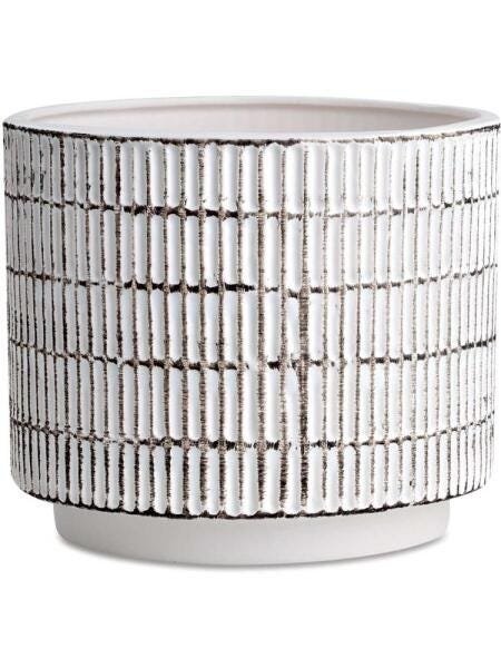 Vaso Cachepot de Cerâmica Branco Rústico 18CM - 2