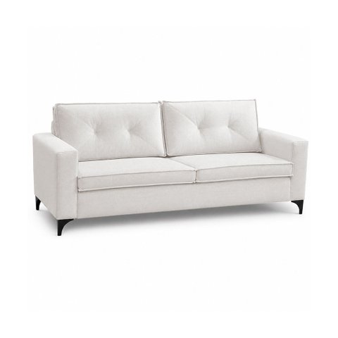 Sofá Sala de Estar Marselha 210cm 3 Lugares Pés em Metal Bouclê Branco M1 - Monari Design