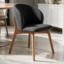 Ver imagem 3 de Cadeira de Jantar e Estar Living Estofada Mia L02 Linho Chumbo - Lyam Decor